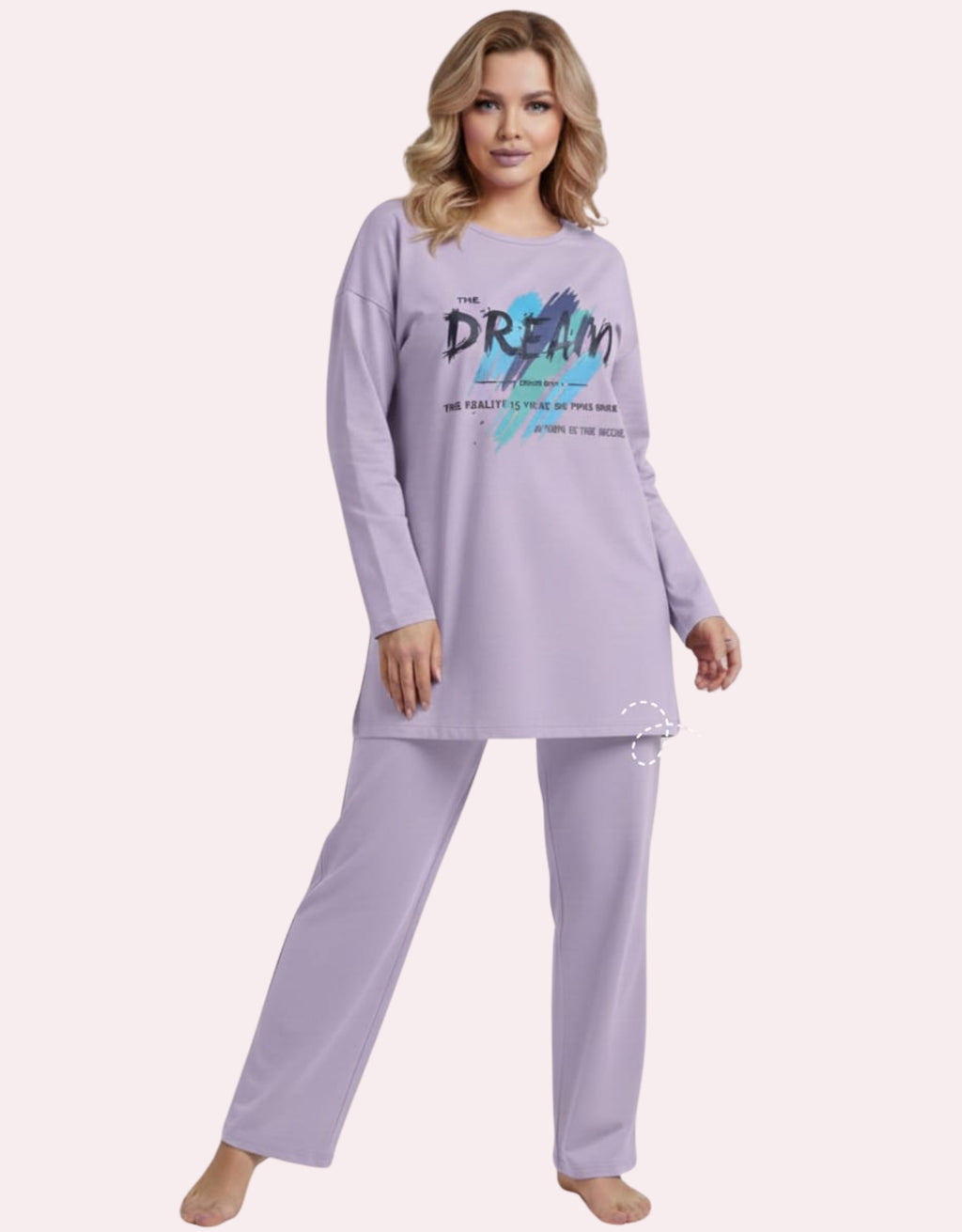 Premium Cotton Jersey Long Shirt & Trouser Night Dress Set - Rose Pink
