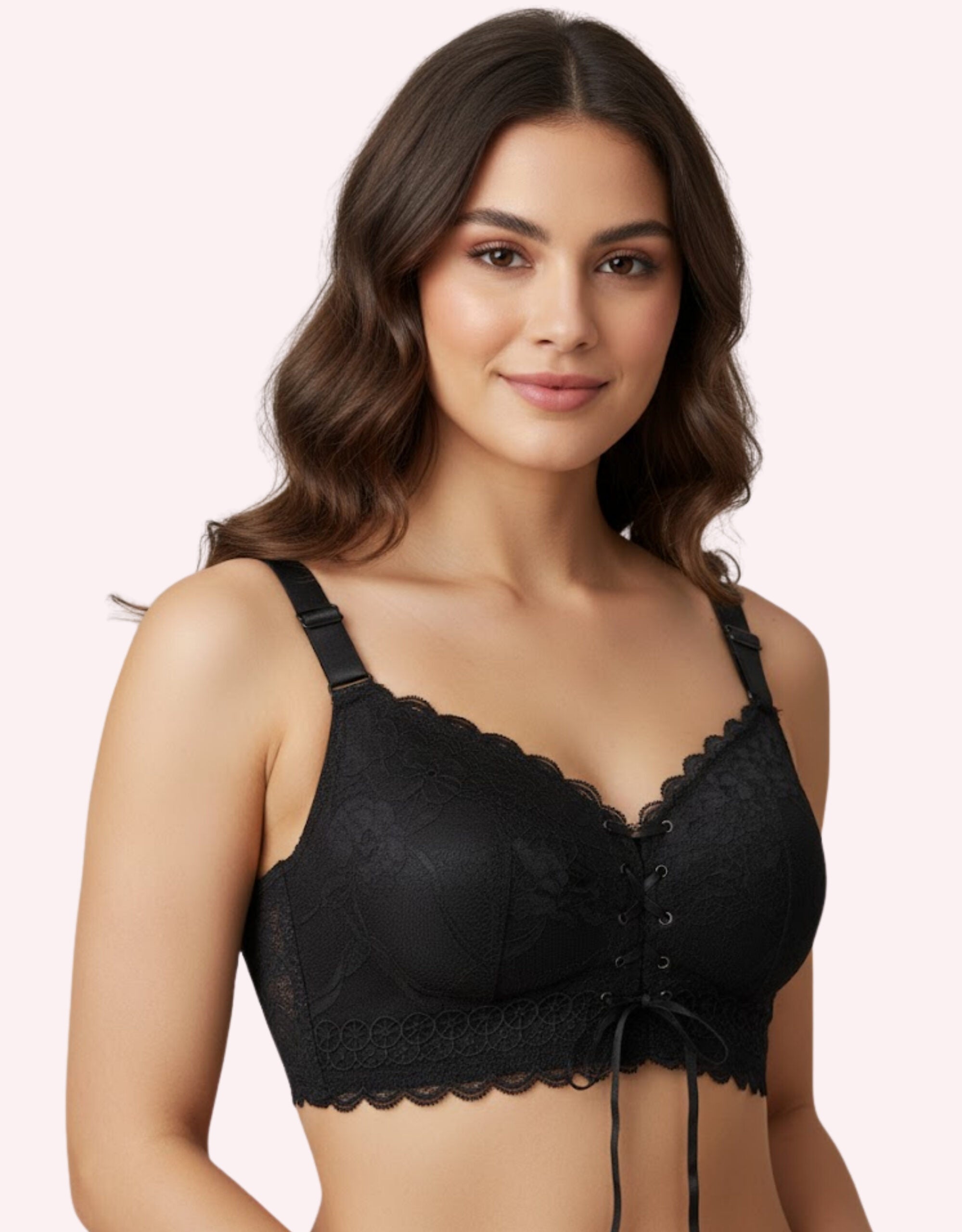 Imported Full Coverage Four Hooked Laced Bra