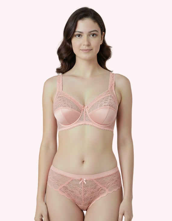 Soft Padded Net Bra Set