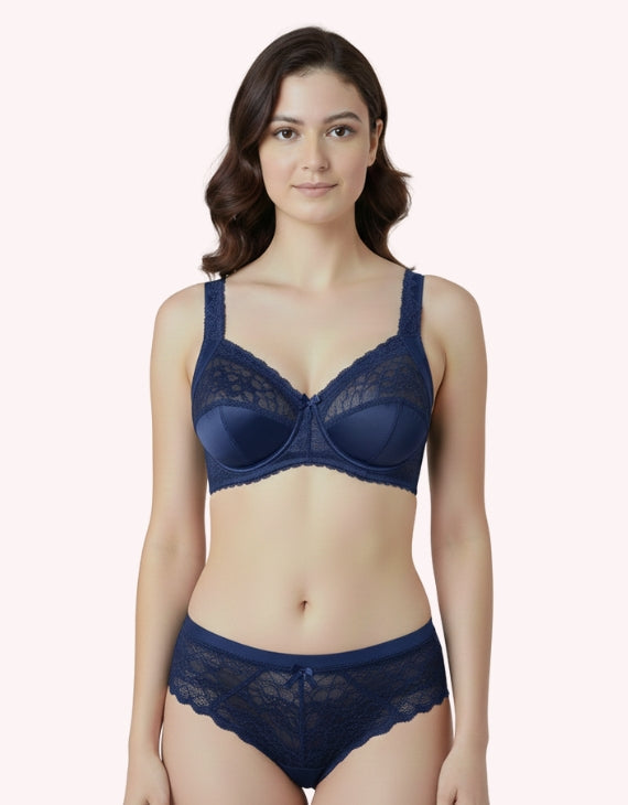 Soft Padded Net Bra Set