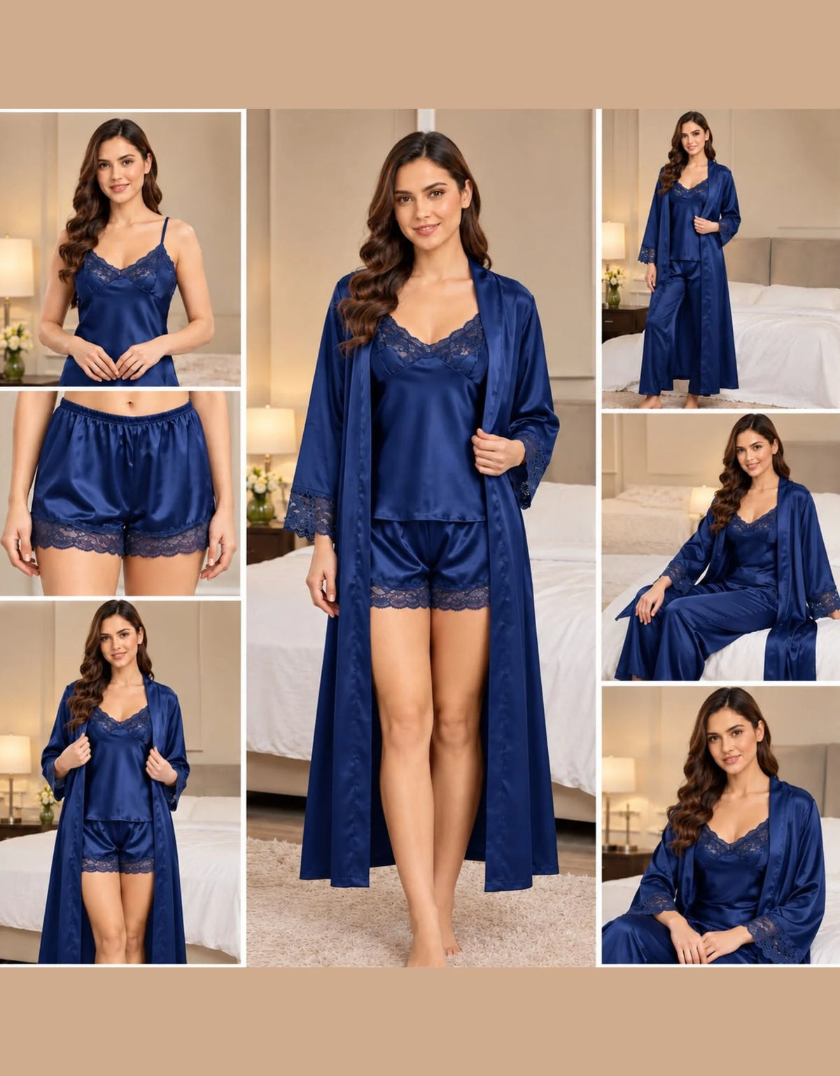 Premium 5-Piece Satin Nighty Set